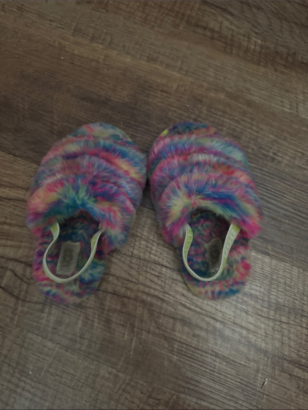 UGG Kids Multicolor Fuzzy Slide Sandals